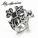 M's collection エムズコレクション シルバー925 クロス ブラックジルコニア フープ ピアス 1P 片耳用 シルバーピアス ブラックCZ ユニセ...