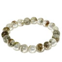 8.8mm 17.5cm ガーデンクォーツ グリーン ホワイト ブレスレット メンズM、レディースLサイズ 天然石 天然石アクセサリー 天然石ブレスレット パワ...