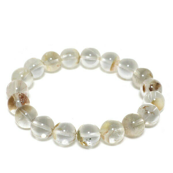 10.2mm 18.5cm ホワイト ガーデンクォーツ ブレスレット メンズL、レディースLLサイズ 天然石 ガーデンクォーツ ブレスレット ホワイトガーデンク...