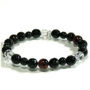 8mm 17.5cm カットオニキス 赤トラ目石 水晶 ブレスレット メンズMサイズ メンズブレスレット メンズ オニキス 天然石 パワーストーン ブレスレット...