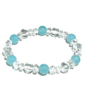 8mm 17cm シーブルーカルセドニー カット水晶 水晶ブレスレット レディースMサイズ 天然石 パワーストーン 天然石アクセサリー 天然石ブレスレット パワ...