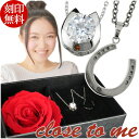 刻印無料 ペアネックレス ダイヤモンド close to me ホースシュー シルバー 馬蹄 ローズ ペアネックレス ペアアクセサリー メンズ レディース ペアアクセ ペンダント 刻印無料 最高級プリザーブドフラワー ギフトボックス付き カップル お揃い プレゼント 記念日