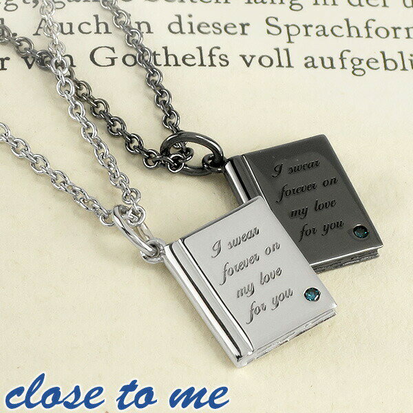 close to me ブック ブルーダイヤモンド シルバー ペア ネックレス 本 シルバーアクセサリー メンズ レディース お揃い シルバー925 ダイヤモン...