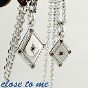 close to me ダイヤモンド スクエア シルバー ペア ネックレス シルバーアクセサリー メンズ レディース お揃い シルバー925 レッド ブラック 菱形 ひし形 ブランド プレゼント カップル 人気 おしゃれ(4)