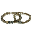 シックなブラウン シルバーパーツMIX スモーキークォーツペアブレスレット ペアアクセサリー ペアブレス ペアブレスレット ペアアクセサリー シルバー スモーキ...