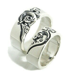 エムズコレクション 唐草ハート 平打ち シルバー ペアリング 3〜27号 指輪 リング Ring お揃いペアリング カップル 人気ペアリング M's colle...