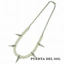 PUERTA DEL SOL パンク ロック スタッズ パール 真珠 ネックレス(チェーン付き) ホワイト チェーン付き シルバーネックレス プレゼント シルバーアクセサリー シルバーネックレス ユニセックス SV950 人気 チェーン付き 首飾り 人気