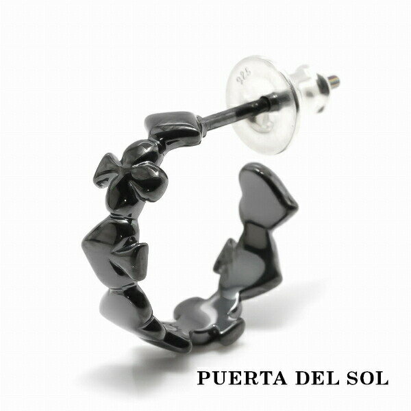 PUERTA DEL SOL スペード ハート クラブ ダイヤ トランプスート ピアス ブラック 銀 シルバーアクセサリー 人気 チタンコーティング 銀 アクセサリー ユニセックス シルバー950 ピアス ブリタニアシルバー チタンコーティング ギフト