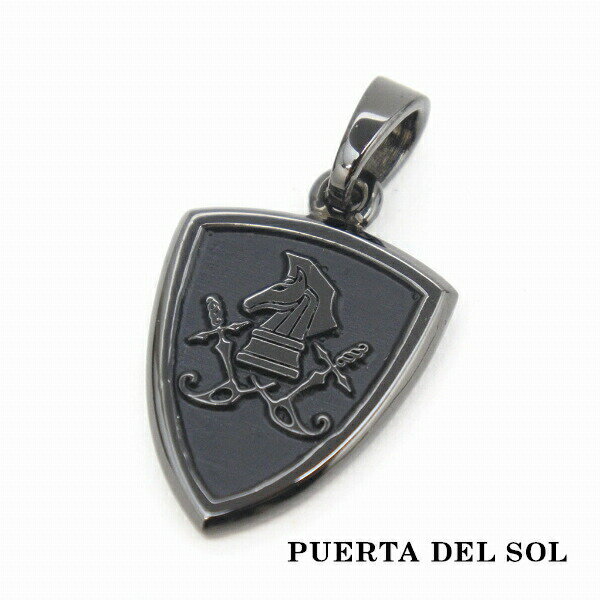 PUERTA DEL SOL ソードナイト エンブレムペンダント(チェーンなし) ブラック シルバー950 チタンコーティング ユニセックス シルバーアクセサリー 銀 シルバーアクセサリー チタンコーティング ブリタニアシルバー SV950 ブランド 銀