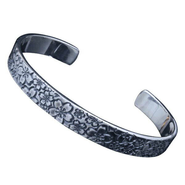 龍頭 桜吹雪平打ち バングル 8mm メンズ シルバー シルバーバングル メンズバングル シルバー950 男性 ギフト 人気 おしゃれ バングル 彼氏 ブランド さくら 桜 伝統技法