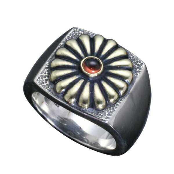 龍頭ガーネット菊印台リング15〜2...