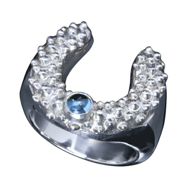 龍頭 天然石 白仕上げ 霰馬蹄 リング 14〜28号 指輪 メンズ シルバー シルバーリング 伝統技法 人気 シルバー950 男性 ブランド おしゃれ メンズリング 彼氏 ギフト 霰 指輪/リング：伝統技法を用いた龍頭でしか見る事の出来ないシルバーリング