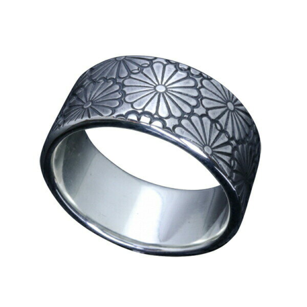龍頭 乱菊 平打ち リング 幅10mm 14〜27号 指輪 花 メンズ シルバー 男性 愛国 ギフト 人気 シルバーリ..