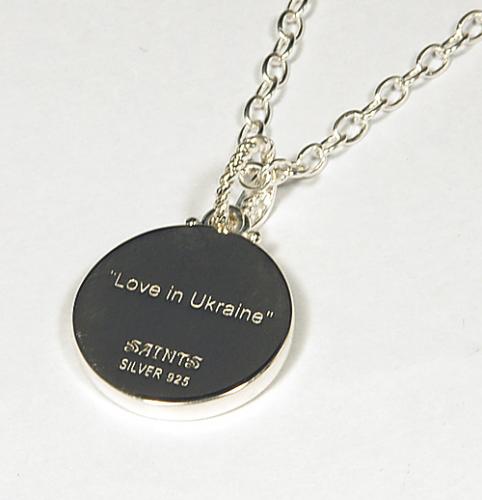 SAINTS セインツ LOVE PEACE シルバーペンダント チェーン付き ネックレス ペンダント イエロー ブルー シルバー925 ネックレス コイン アクセサリーブランド 人気 シルバー プレート 誕生日 ギフト メンズ 男性 ペンダント 男性用