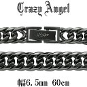 クレイジーエンジェル Crazy Angel サージカルステンレス メタルブラック 6面カットダブル喜平チェーン 幅6.5mm 60cm ネックレス ネックレスチェーン 男性 メンズネックレス 金属アレルギー対応 アクセサリー アレルギーフリー おしゃれ