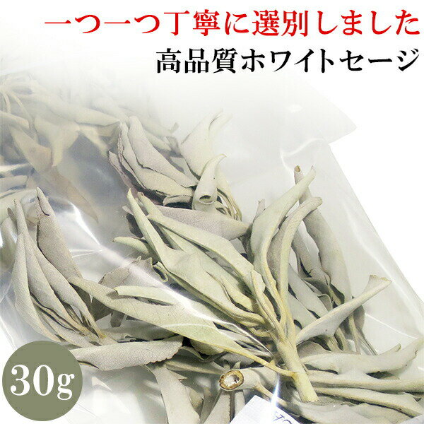 ホワイトセージ 浄化用 30g 高品質ホワイトセージ セージ 浄化 天然石 パワーストーン セージの葉 ハーブ ホワイトセイジ ホワイトセ-ジ セージ 人気 高級 WhiteSage お清め ホワイトセージ 天然石 ホワイトセイジ プレゼント 浄化のサムネイル