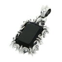 ゴシック フレーム オニキス ペンダントトップ ネックレスチャーム (チェーンなし) シルバー925 シルバーアクセサリー 唐草 蔦 シルバーアクセサリー ネッ...