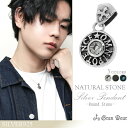 GRAN DEUR 円盤 ラウンド ストーン シルバーペンダントトップ チェーンなし ロンドンブルートパーズ メンズ ペンダント シルバー925 アクセサリーG...