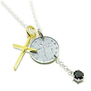 BULLET PEACE ブラックジルコニア コイン クロス シルバーネックレス メンズネックレス 男性用ネックレス メンズ レディース ペンダントトップ 925シルバーアクセサリー スターリング ブランド プレゼント 人気 彼氏 おしゃれ