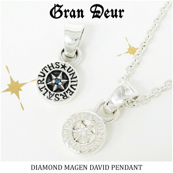 GRAN DEUR ダイヤモンド ダビデの星 コイン シルバーネックレス シルバーアクセサリー メンズ ネックレス 六芒星 石付き シンボル プレゼント ダイヤ チャーム 選べる 彼氏 シルバー925 天然石 天然石 ブルーダイヤ 紋章 メンズネックレス