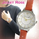 JULIET ROSE JUL-409シリーズ ホワイト ブラウン レディースウォッチ 腕時計 革ベルト スワロフスキー 腕時計 時計 レディース ジュエリー ...