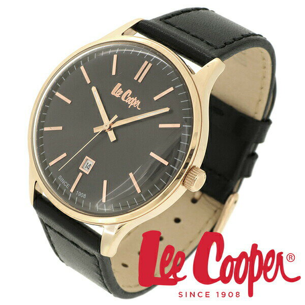 Lee Cooper 腕時計 ブランド ウォッチ LC06290.451 リークーパー 時計 メンズ 紳士 ブリティッシュ ローズゴールド 彼氏 ビジカジ かっこいい おしゃれ クォーツ ブラック カジュアル メンズ 腕時計 Cooper ビジネス 時計
