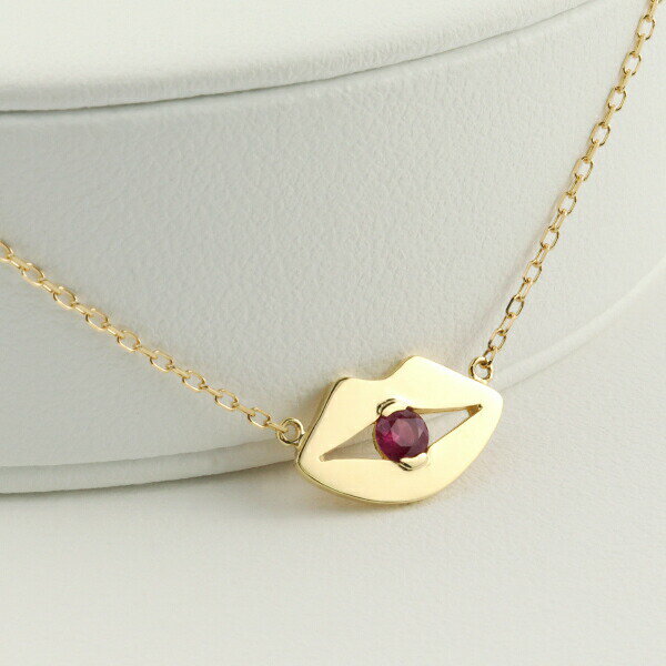 K18キスマークルビーネックレス唇...