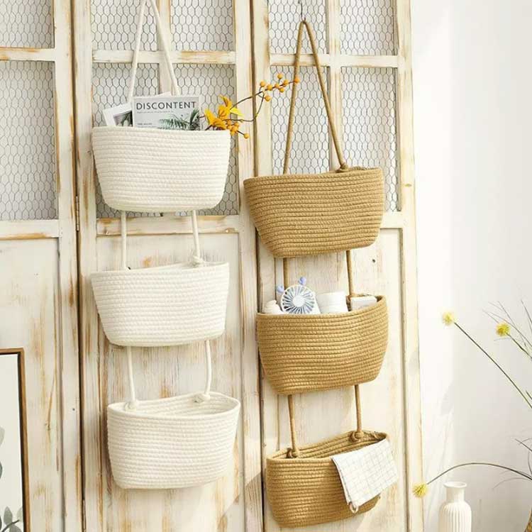 ウォールポケット レターホルダー 壁掛け収納ポケット 壁面収納ラック 壁飾り収納袋 編みデザインマチ..