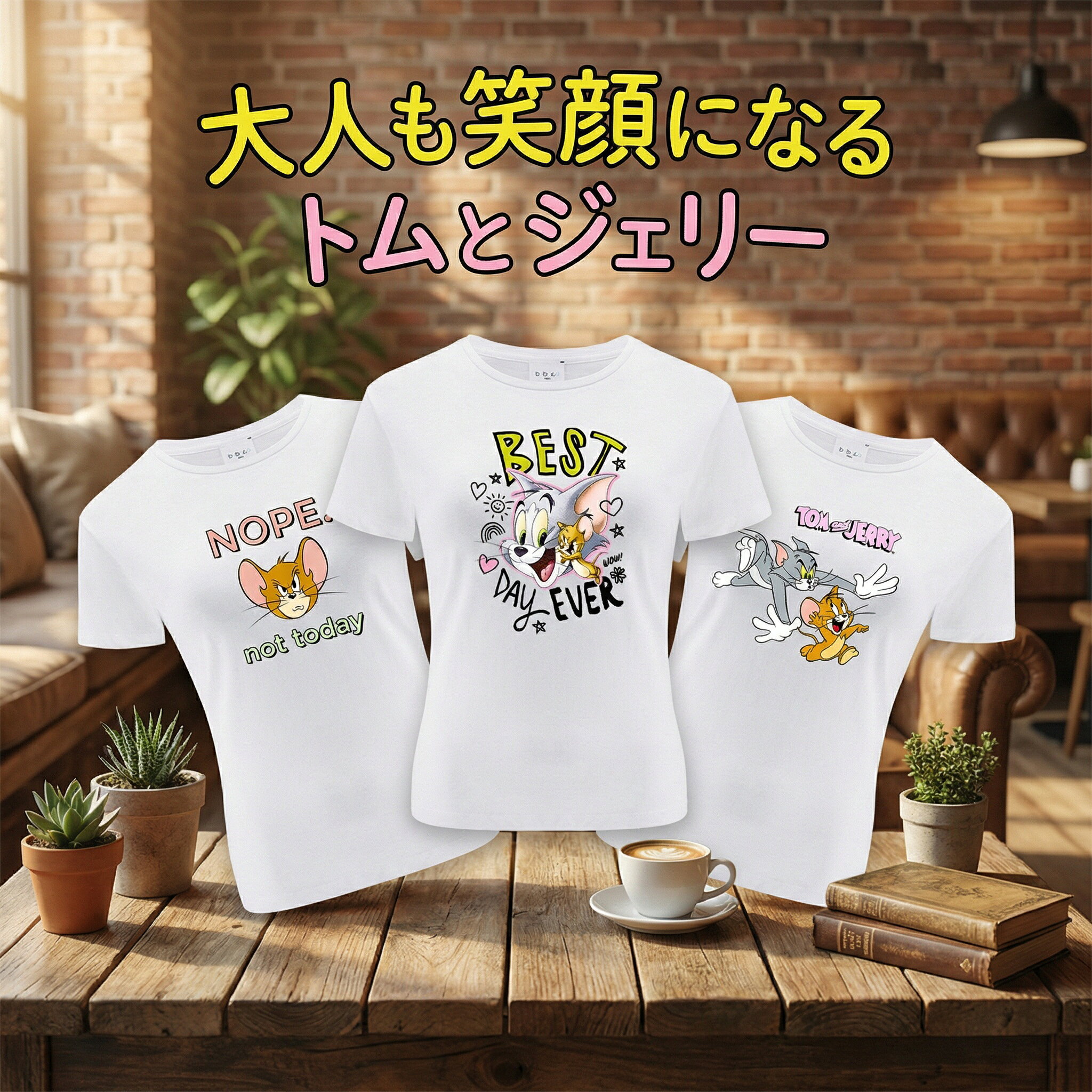 Rakuten - トムとジェリー レディース Tシャツ 公式ライセンス ワーナーブラザーズ正規品 メイドインポーランド 大人可愛い ワンポイント キャラクターTシャツ