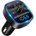 2024新登場 FMトランスミッター 車載充電器 Bluetooth USB急速充電 Bluetooth/U-ディスク対応 2つの音楽再生モード 2ポート対応 12V-24V車対応 LEDディスプレイ ハンズフリー通話 バッテリー電圧測定(2)