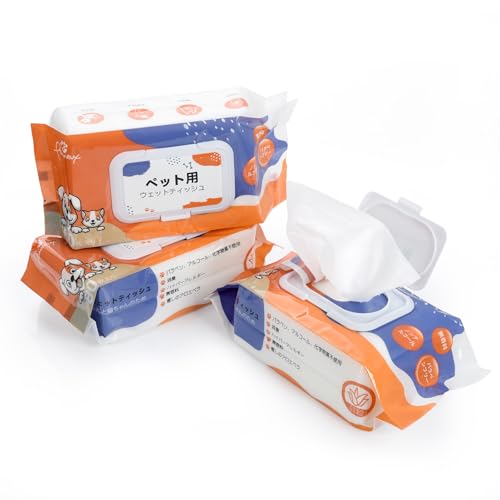 PAWNAX 犬 ウェットティッシュ 厚手・大判 ペット ウェットティッシュ 犬 猫 おしりふき なめても安心 犬 シート 除菌 消臭 犬 からだふきシート ノンアルコール 無香料 ペット シート 純水99% アロエ・ビタミンE 足ふき 犬/猫お口・耳・目の周り・全身清潔用 80枚入×3個