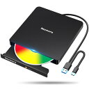 【2024革新型・高速USB3.0対応】 CD DVDドライブ 外付け 静音 DVDプレーヤー 外付けDVDドライブ USB3.0&Type-C両接続 読取/書...