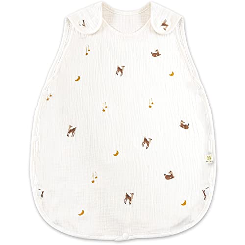 (ケラッタ) イブル スリーパー 赤ちゃん 4重ガーゼ 綿100％ ベビー用 新生児 春 夏 寝たまま着せられる 0～4歳まで (b. バンビ 4重ガーゼ)