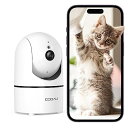 【300万画素・QRコードWIFI接続】COOAU 見守りカメラ ペットカメラ 人体検知 暗視機能 360°PTZ機能 H.265 双方向通話 WiFi強化 防...