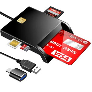 【2025最新型】icカードリーダー マイナンバーカード対応 4in1&USB-A&USB-C 接触型 sdカードリーダー 設置不要 自宅で確定申告 国税電子申告 納税システム e-Tax対応マイナンバーカード ICチップ付いた住民基本台帳カード マイナンバー対応 マルチカードリーダー