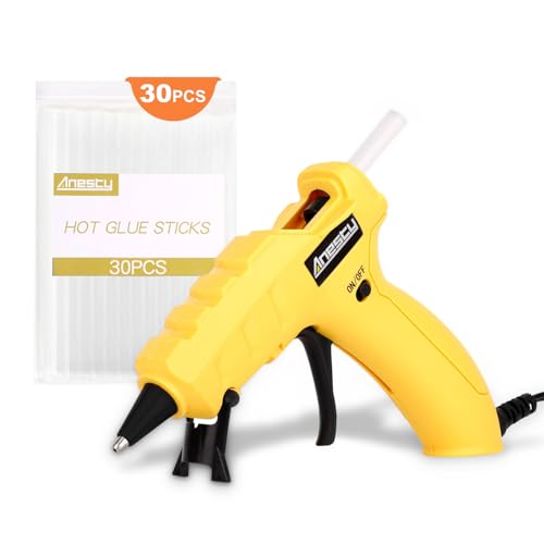 Anesty GG-01 グルーガン 50W 90秒 急速加熱 ホビー用グルーガン 垂れない 強力 小型 超軽量 補修 粘着 DIY スティック 30本付