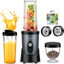 MOOKA LIFE ミキサー 小型【20品レシピ付 2つボトル550ml+300ml】スムージー ジューサー 氷も砕ける 450Wハイパワー コーヒーミル ブ...
