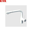 KM6101ZECC4HS KVK 流し台用 シングルシャワー付混合栓 撥水膜コーティング 寒冷地仕様 グロスホワイト 送料無料()