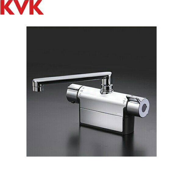 KVKデッキ形サーモスタット式シャワー FTB200DWPFR2T 寒冷地仕様 シャワーヘッド(ワンストップ)／ハンガー：メッキ シャワーホース(長さ1.45m)：メタリック 吐水口：240mm 取付ピッチ：100mm 取付穴Φ：25±2 ...