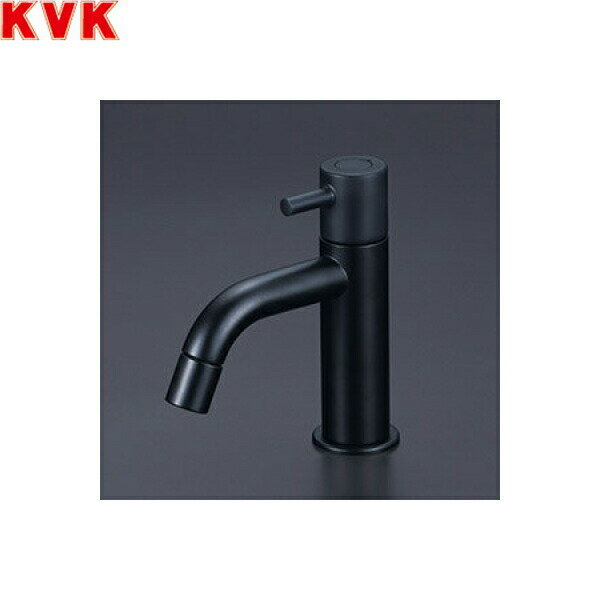 KVK洗面用立水栓(単水栓) LFK612X-M5 吐水口長さ：96mm 取付穴径：φ22〜25mm 一般地・寒冷地共用 給水専用 給湯用には使用しないでください 逆止弁なし ハンドル90°開閉 色：マットブラック ※吐水口本体は左右に振れる仕様ではありません(固定式)KVK LFK612X M5