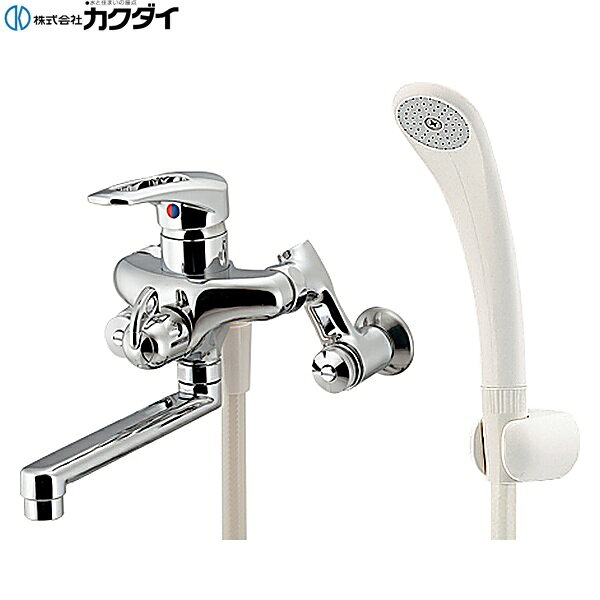 カクダイ [KAKUDAI] 143-022 シングルレバーシャワー混合栓 ●アジャストクランク付き ●クランクが360°動くため、混合栓取付時の位置調節が簡単 ●ほとんどのメーカーのシャワーフックにガタつくことなく取付けできるシャワーホース付き ●水抜可能共用タイプ ●カートリッジ:101-998 切替部:104-006KAKUDAI 143 022