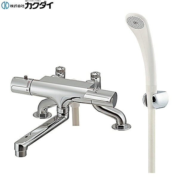 カクダイ [KAKUDAI] 175-020 サーモスタットシャワー混合栓(立形) ●取付穴径22~27ミリ・厚5~35ミリ ●取付芯々85~204ミリ ●カートリッジ:104-003 切替部:104-004 ●シャワーホース接続部ネジG1/2 ●スパウト取付ネジW26山20KAKUDAI 175 020