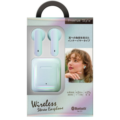 PGA PG-BTE18TW3BL 完全ワイヤレス ステレオイヤホン インナーイヤータイプ Premium Style ブルー