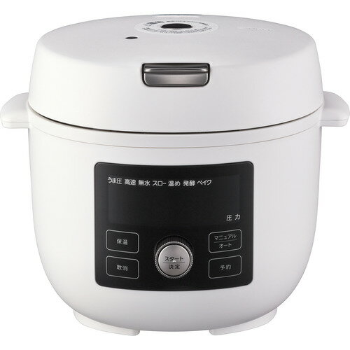 タイガー魔法瓶 COK-A220 電気圧力鍋 TIGER COOKPOT 1.4L マットホワイト COKA220発売日：2023年6月21日●圧力調理の「時間」に着目したコンパクトクッカータイガー独自の圧力をかけすぎない「うま圧」調理で、待ち時間である減圧時間を大幅に短縮。「うま圧」メニューは、ジャー炊飯器の圧力のかけかたを手本にした圧力調理で、味がしみ込みやすい一定圧力（約1.15気圧）で時間をかけて調理を行った後は約7分で減圧を完了します。高圧力をかけて調理する一般的な電気圧力鍋よりも調理を開始してから食べ始められるまでの時間が短くなります。●毎日の献立のレパートリーが広がる豊富な「オートメニュー」（40メニュー）を搭載。1台10約で肉料理から発酵や炊飯までマルチに活躍。手動で設定するマニュアルモードは、「うま圧」「高速」「スロー」「無水」「発酵」「ベイク」「温め」の7メニューを搭載。その他、「炊飯」「茹で」「低温」などつくりたい料理に応じて火かげんや調理時間を手動で設定して調理できます。●「内ぶたフィルター」搭載食材による蒸気孔のつまりを防ぎ、葉物調理も可能に。●片手で開けやすく、ふたの置き場所に困らない、つゆダレやつゆの飛び散りを抑える。開けやすいヒンジつきアシストオープンは、いきおいよく開かないので内ぶたについた水滴が飛び散りにくい設計です。つゆ受けも着脱しやすい構造に。●お手入れ部品が少なく使用後のお手入れが簡単お手入れ部品3点でつゆ受け、内ぶたは食器洗い乾燥機対応。●オートメニューに「クリーニング」搭載調理後のにおいが気になるときのクリーニングメニューを搭載。圧力をかけて高温短時間（約30分）で気になるにおいを取り除きます。手間がかからず楽にお手入れができます。（においによっては完全に除去できない場合があります。）&nbsp;【仕様】本体質量 (約)：3.6kgサイズ（約)(cm) 幅×奥行×高さ：28.1×27.4×22.6定格消費電力：650Wコース（メニュー）：うま圧、高速、スロー、低温、無水、発酵、ベイク、炊飯、茹で、温め保温機能：ありタイマー予約：ありフタの種類：プッシュ式最大圧力：15kPaメニュー数：自動メニュー数：41 手動メニュー数：7最大予約設定時間：12時間最大保温時間：12時間炊飯容量（白米）：約0.18-0.54L（1-3合）実容量：1.2L（うま圧、高速）／1.4L（その他調理）コードの長さ(m)：約1.1m