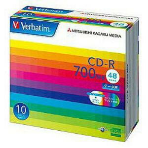 バーベイタム(Verbatim) SR80SP10V1 48倍速対応 データ用CD-Rメディア インクジェット対応 （700MB・10枚）48倍速対応 データ用CD-Rメディア 高耐久AZO色素採用 （700MB・10枚）　SR80SP10V1“ ≪Verbatimブランド≫ 1回だけ書込可能なCDメディア。”データ用CD-R 高耐久AZO色素採用 700MB（48倍速対応）／インクジェットプリンタ対応／5mmケース／10枚レーベルカラー ホワイトレーベル 仕様 【ケース仕様】5mmプラケース、【ケース（色）】透明 種類 CD-R 入り数 10枚 記憶容量 700MB 対応速度 48倍速 特徴 【記録回数】1回のみ、【インクジェットプリンタ対応】対応、【ワイド印刷エリア】対応、【印刷範囲】23mm?118mm、【グリーン購入法基準】適合、【各種取得規格】RoHS指令準拠