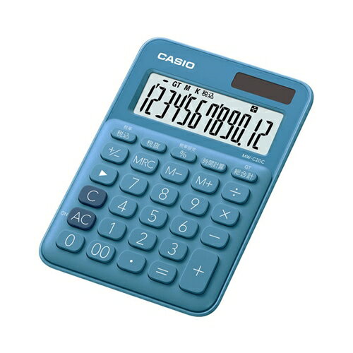 カシオ MW-C20C-BU-N カラフル電卓(12桁) レイクブルー カシオ MW-C20C-BU-N カラフル電卓(12桁) レイクブルー