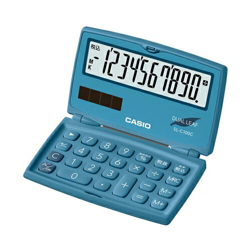 カシオ SL-C100C-BU-N カラフル電卓(10桁) レイクブルー カシオ SL-C100C-BU-N カラフル電卓(10桁) レイクブルー