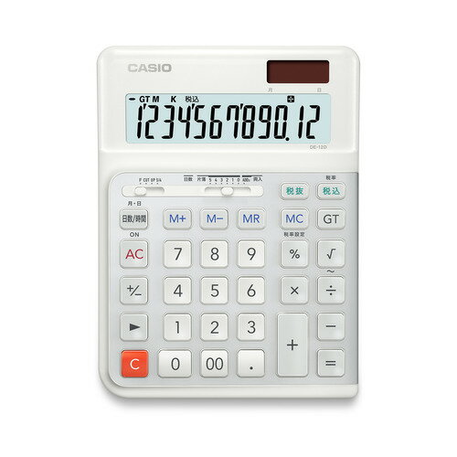 カシオ(CASIO) DE12DWEN 人間工学電卓 12桁デスク ホワイト