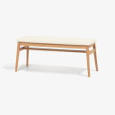 大塚家具 ベンチ「シネマ」幅106cm レッドオーク材ホワイトオーク色 座面PVCアイボリー【※AR対応】(3)