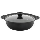 【在庫限り】卓上鍋 IH対応 ガス火 ダイアモンドコート加工 ブラック ヤマダオリジナル 27cm